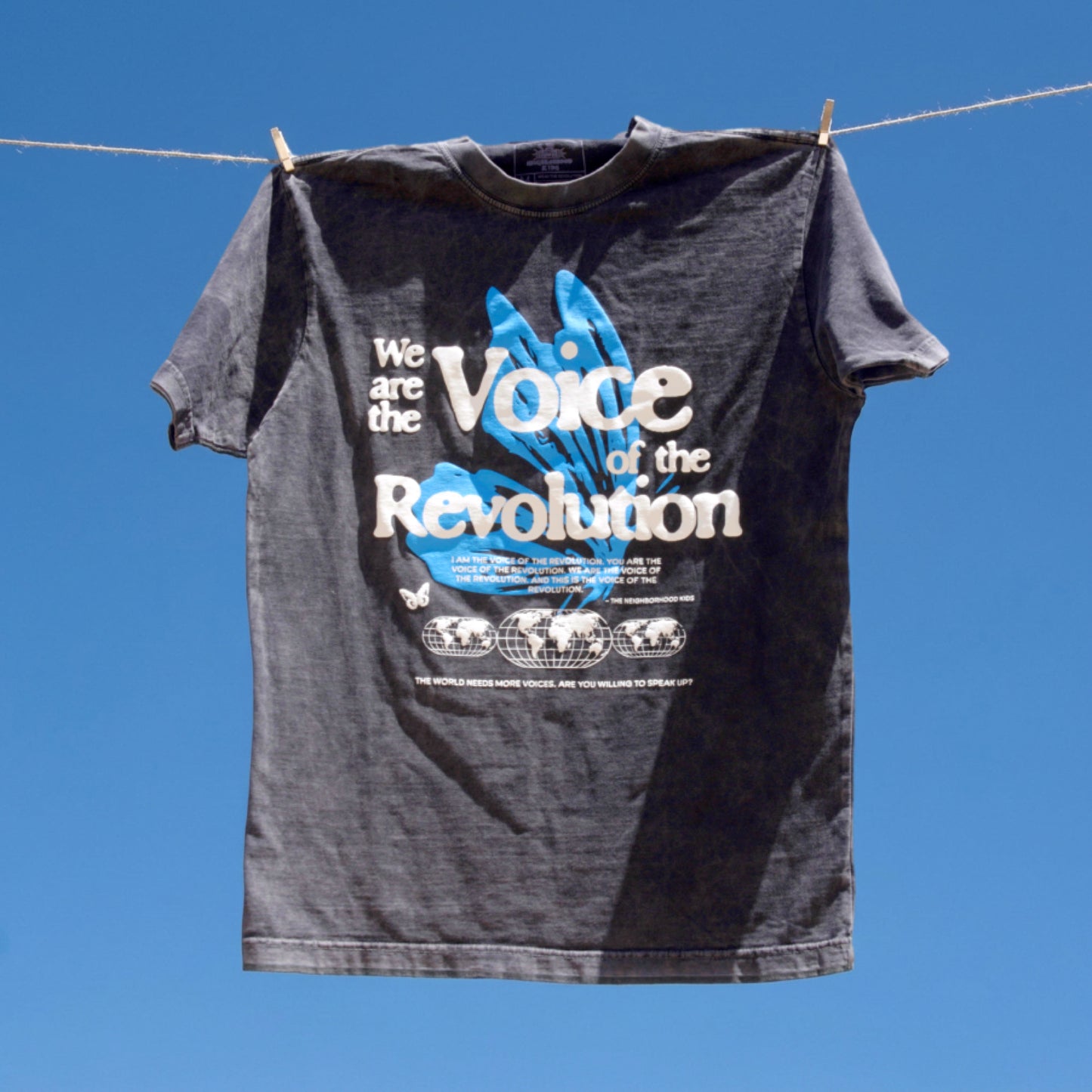 (ON TOUR ORDERS DELAYED UNTIL 6/22) WE ARE THE VOICE TEE (Black Acid Wash)