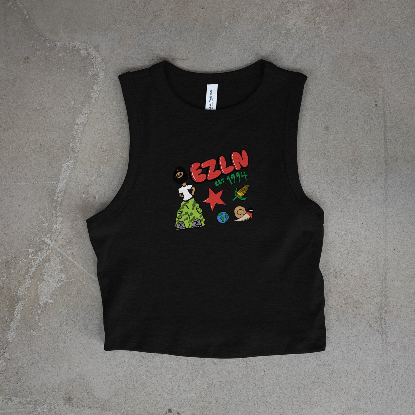 EZLN 1994 Black Crop Top T-Shirt
