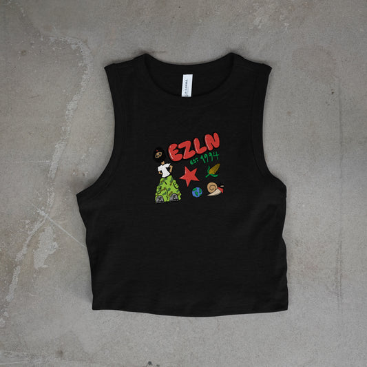 EZLN 1994 Black Crop Top T-Shirt