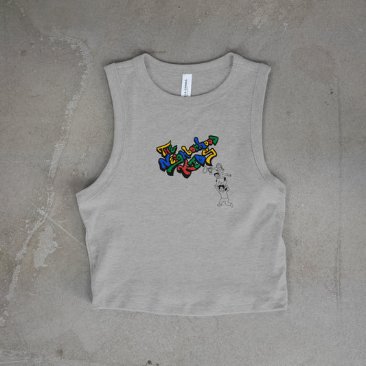 TNK Graffiti Crop Top Grey T-Shirt